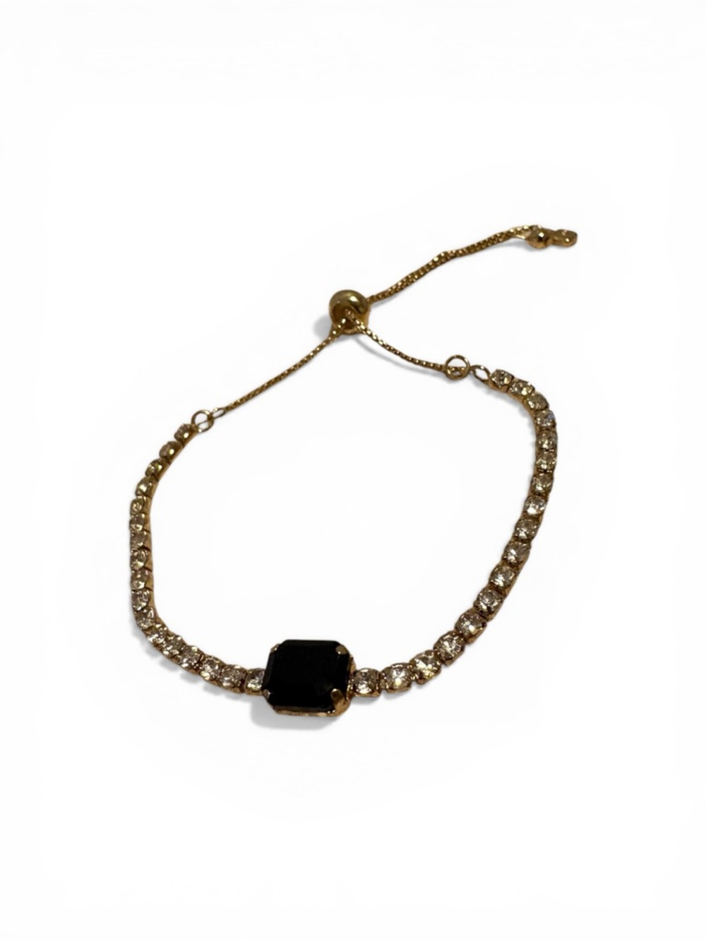 Nine West Gold Bracelet with Black Gem and Crystal Accents